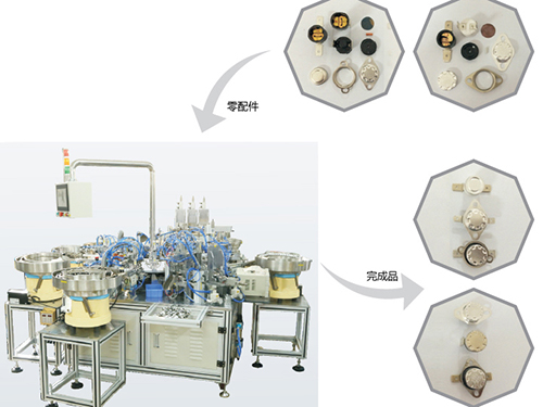 KSD301 thermostat rear section with rod sealing assembly machine